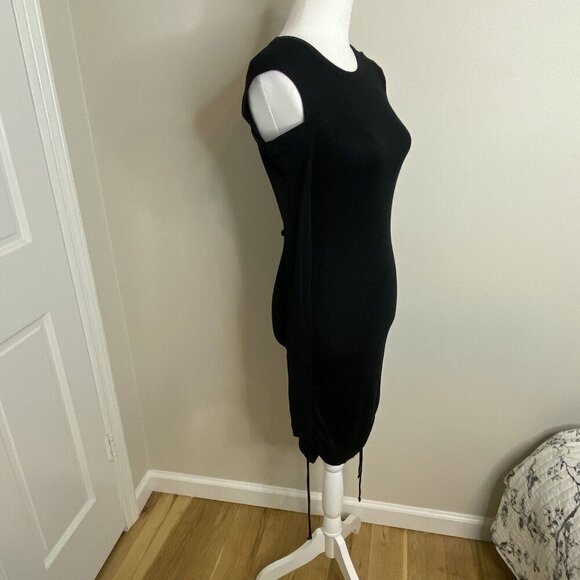 Helmut Lang Black Bodycon Rib Lacing Long Sleeve Dress Thumb Holes Medium - Picture 6 of 13